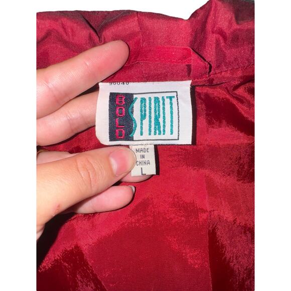 Vintage 90s Silk Red Bomber Jacket Women’s Large by Bold Spirit - Picture 6 of 8